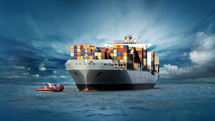 Freight container ship at port - Philadelphia Cargo sea freight service